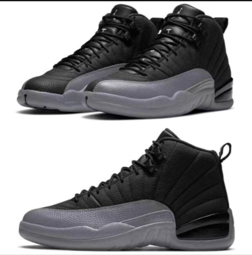 Men's Running Weapon Air Jordan 12 Black/Gray Shoes 058