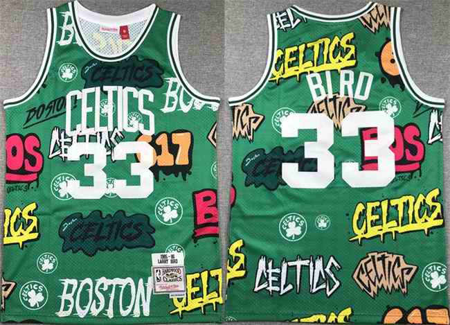 Men's Boston Celtics #33 Larry Bird Green 1995-96 Throwback Stitched Jersey