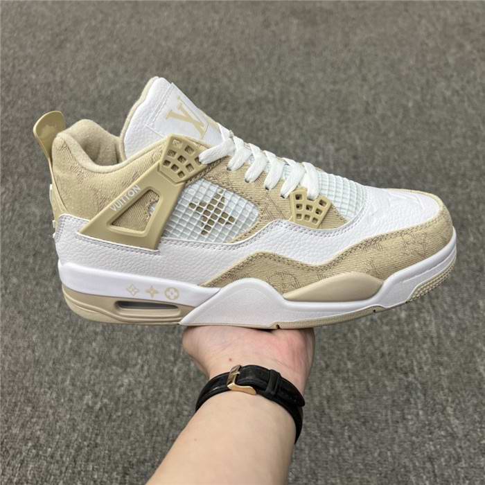 Men's Running weapon Air Jordan 4 White/Gold Shoes 0148