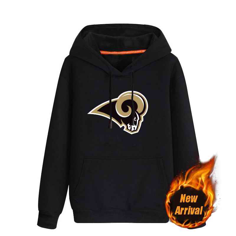 Men's Los Angeles Rams Black 70'cotton 30'polyester Cashmere Thickening version NFL Hoodie