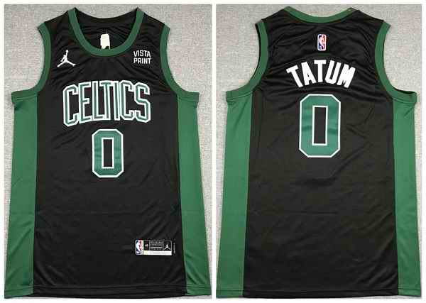 Men's Boston Celtics #0 Jayson Tatum 75th Anniversary Black Stitched Basketball Jersey