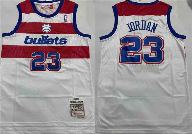 Men's Washington Wizards #23 Michael Jordan White Throwback Stitched Jersey