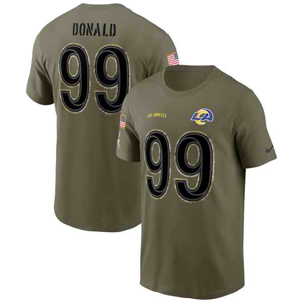 Men's Los Angeles Rams #99 Aaron Donald 2022 Olive Salute to Service T-Shirt