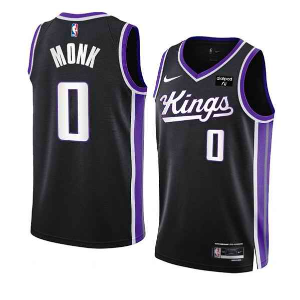 Men's Sacramento Kings #0 Malik Monk Black 2023/24 Icon Edition Swingman Stitched Basketball Jersey