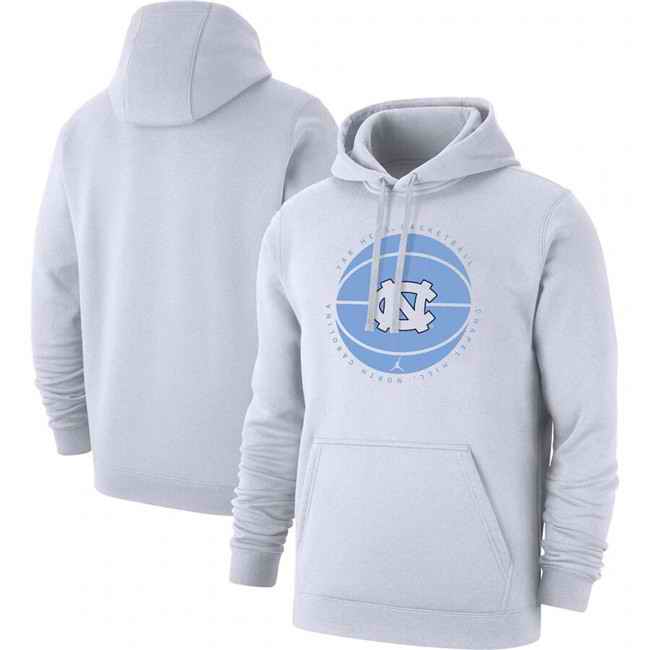 Men's North Carolina Tar Heels White Basketball Pullover Hoodie