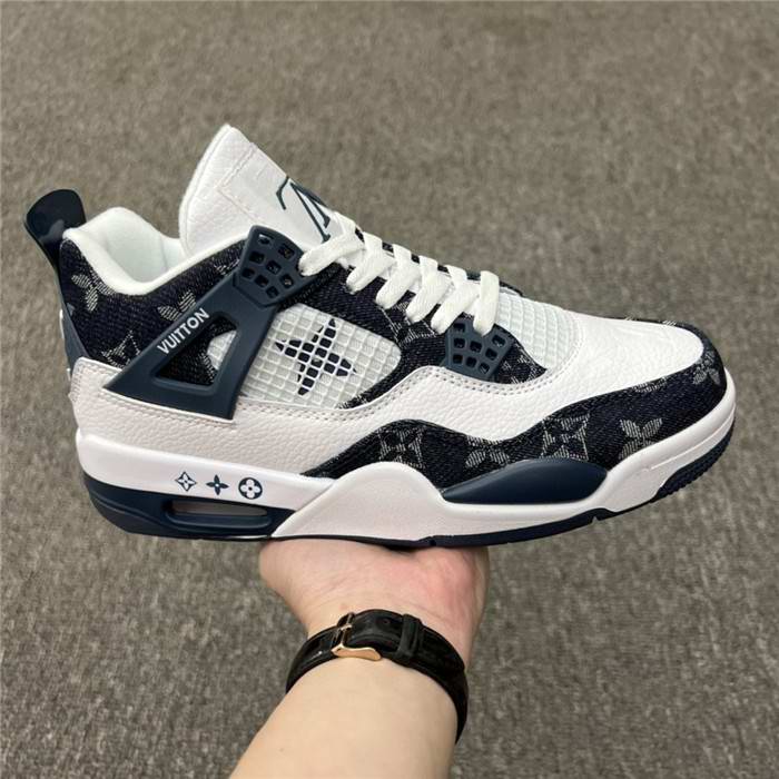 Men's Running weapon Air Jordan 4 White/Navy Shoes 0149