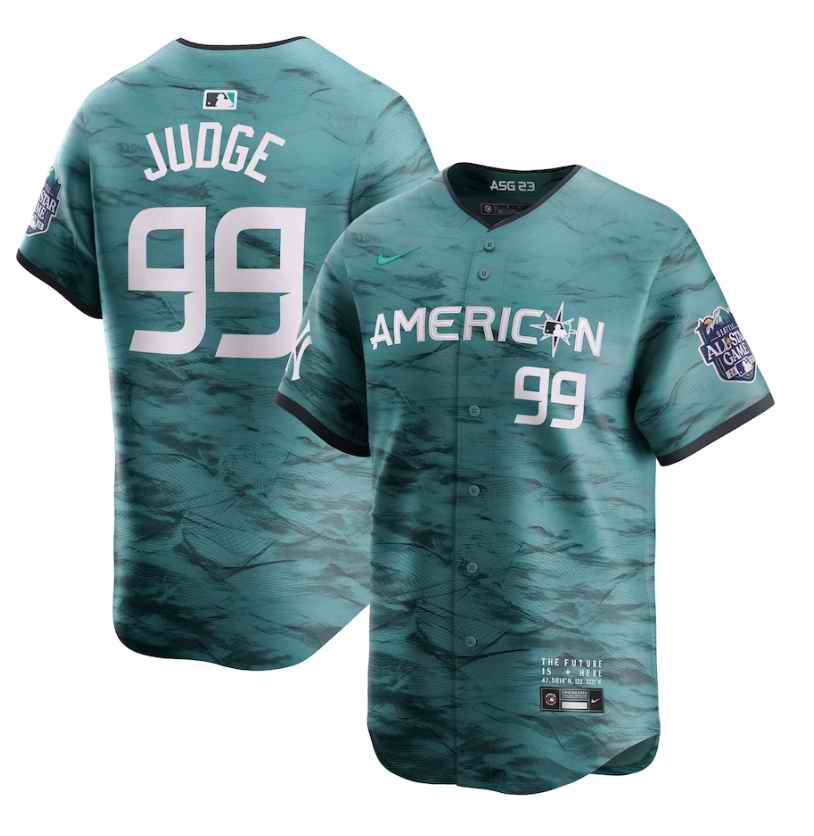 Men's New York Yankees #99 Aaron Judge Teal 2023 All-star Cool Base Stitched Baseball Jersey