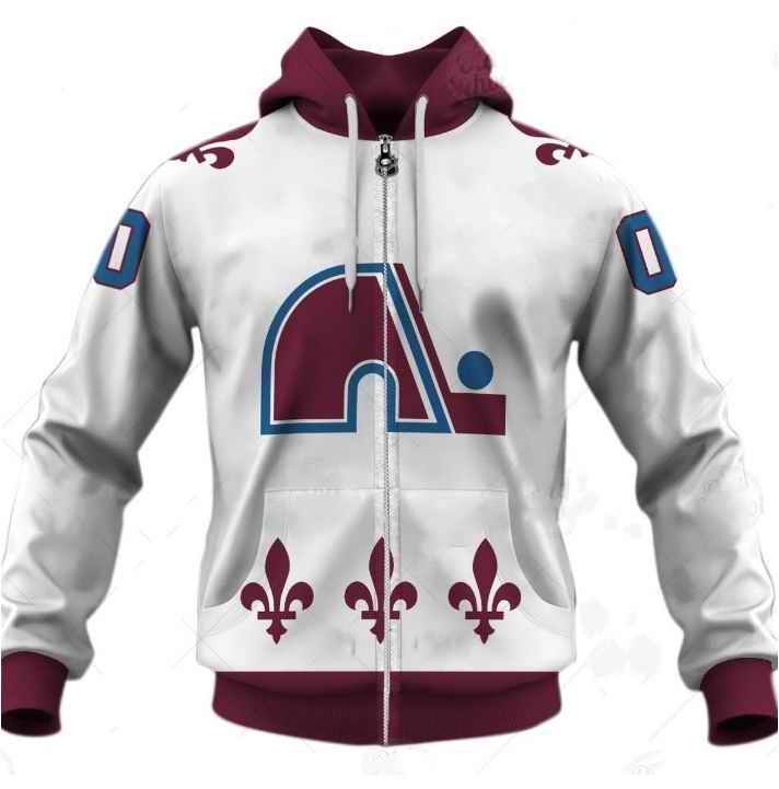 Men's Colorado Avalanche Customized White Reverse Retro Alternate Full-Zip Hoodie Jacket