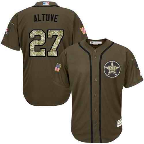 Astros #27 Jose Altuve Green Salute to Service Stitched Jersey