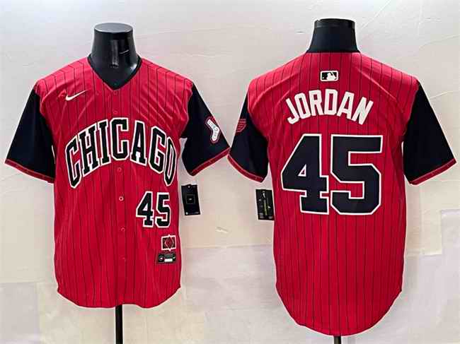 Men's Chicago White Sox #45 Michael Jordan Red/Black 2025 City Connect Limited Stitched Baseball Jersey
