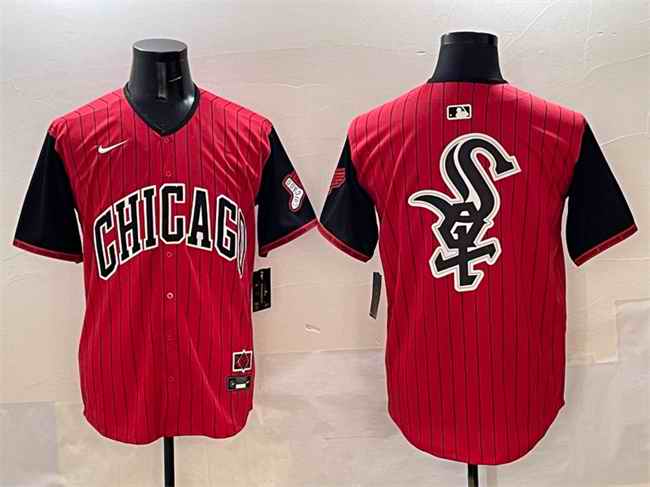 Men's Chicago White Sox Team Big Logo Red/Black 2025 City Connect Limited Stitched Baseball Jersey 001