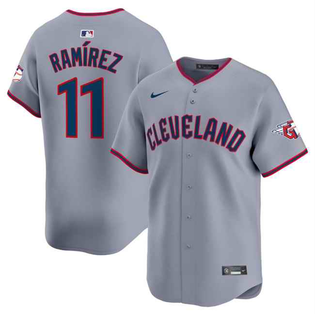 Men's Cleveland Guardians #11 Jose Ramirez Grey 2025 Alternate Limited Stitched Baseball Jersey