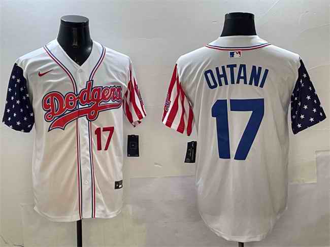 Men's Los Angeles Dodgers #17 Shohei Ohtani White American Style Limited Stitched Baseball Jersey