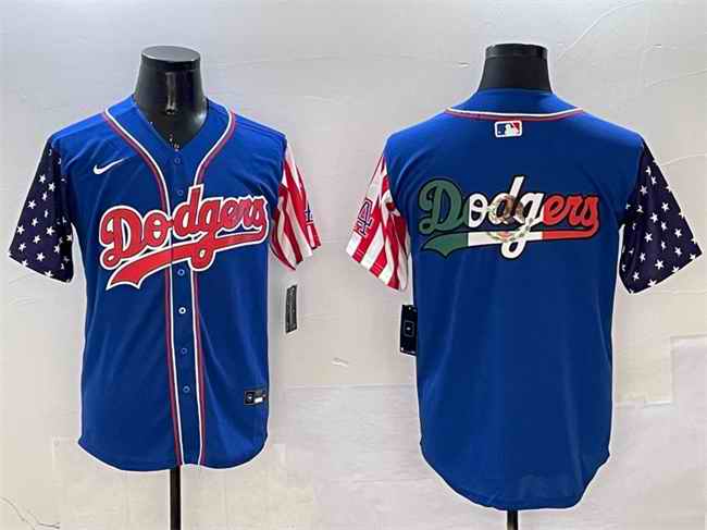 Men's Los Angeles Dodgers Team Big Logo Royal American Style Limited Stitched Baseball Jersey