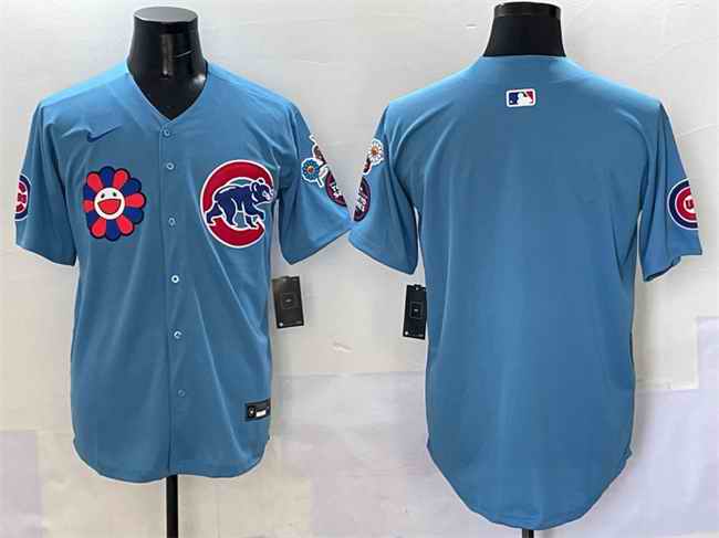Men's Chicago Cubs Blank Blue 2025 Tokyo Series 2nd Alternate Limited Stitched Baseball Jersey