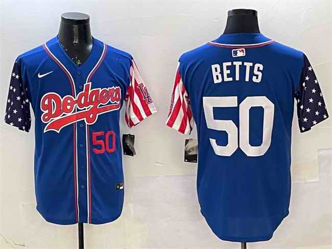 Men's Los Angeles Dodgers #50 Mookie Betts Royal American Style Limited Stitched Baseball Jersey