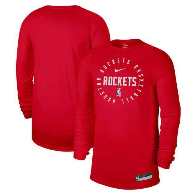 Men's Houston Rockets Red 2024/25 Legend On-Court Practice Long Sleeve T-Shirt