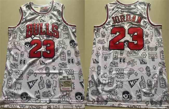 Men's Chicago Bulls #23 Michael Jordan White 1997-98 Stitched Basketball Jersey