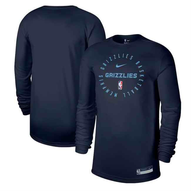 Men's Memphis Grizzlies Navy 2024/25 Legend On-Court Practice Long Sleeve T-Shirt