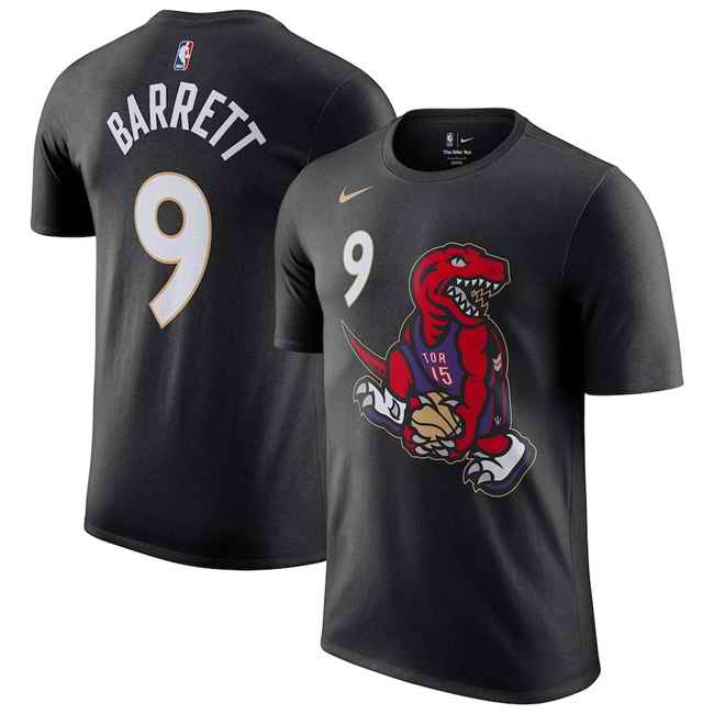 Men's Toronto Raptors #9 RJ Barrett Black 2024/25 City Edition Name & Number T-Shirt
