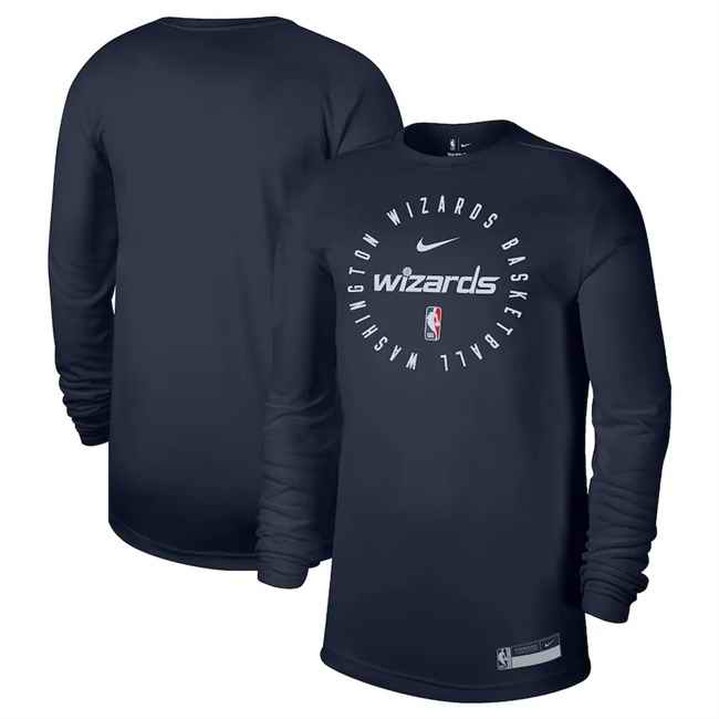 Men's Washington Wizards Navy 2024/25 Legend On-Court Practice Long Sleeve T-Shirt