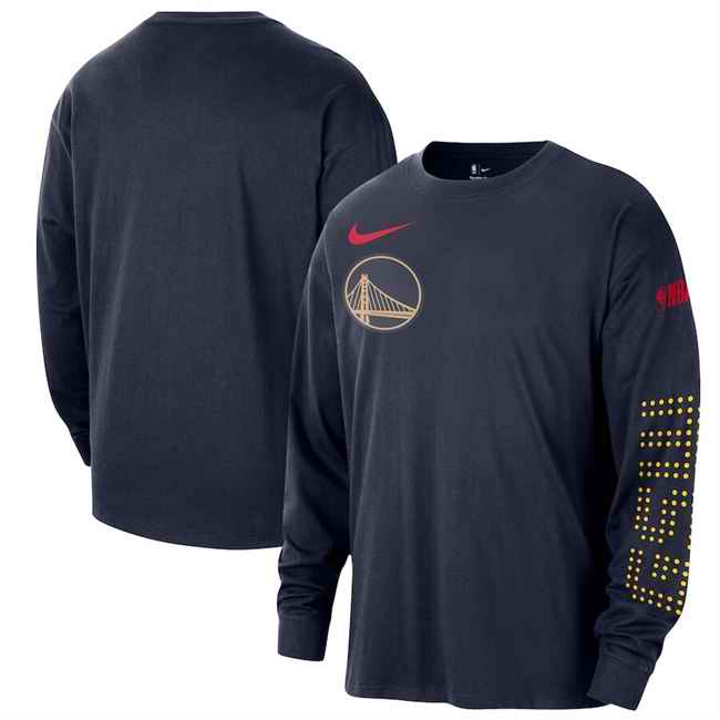 Men's Golden State Warriors Navy 2024/25 City Edition Courtside Max90 Heavyweight Long Sleeve T-Shirt