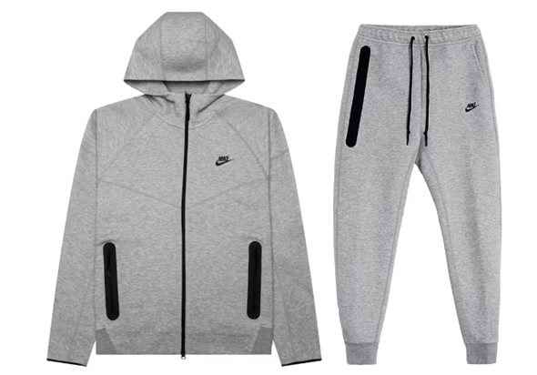 Men's Gray Tech Fleece Full-Zip Hoodie & Joggers Set
