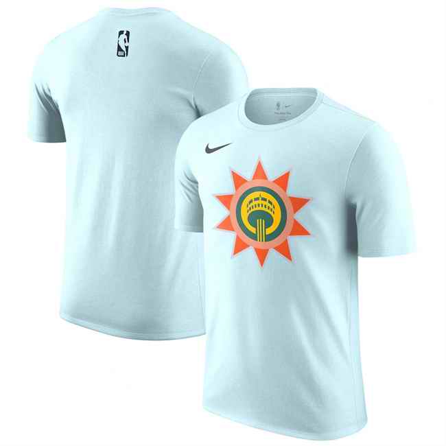 Men's San Antonio Spurs Light Blue 2024/25 City Edition Essential Logo T-Shirt