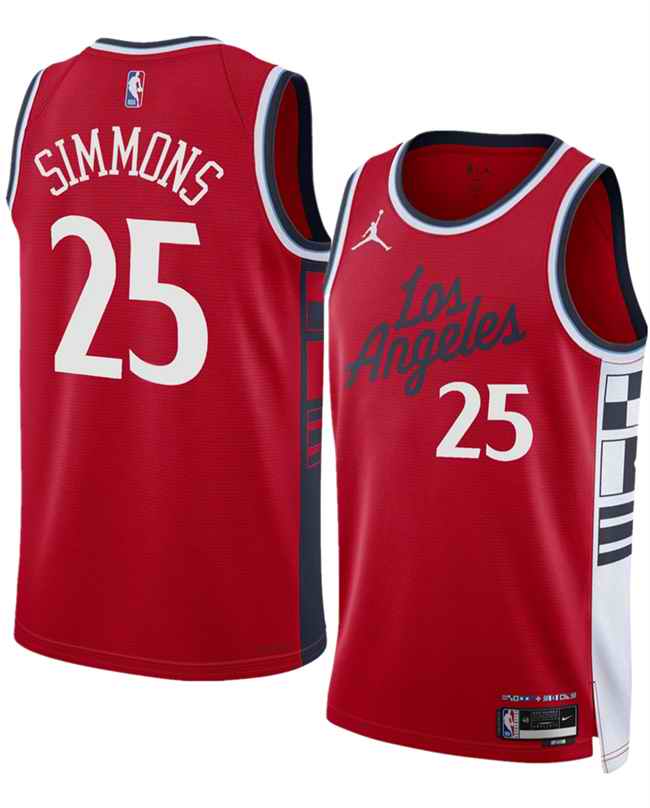 Men's Los Angeles Clippers #25 Ben Simmons Red 2024/25 Statement Edition Stitched Jersey