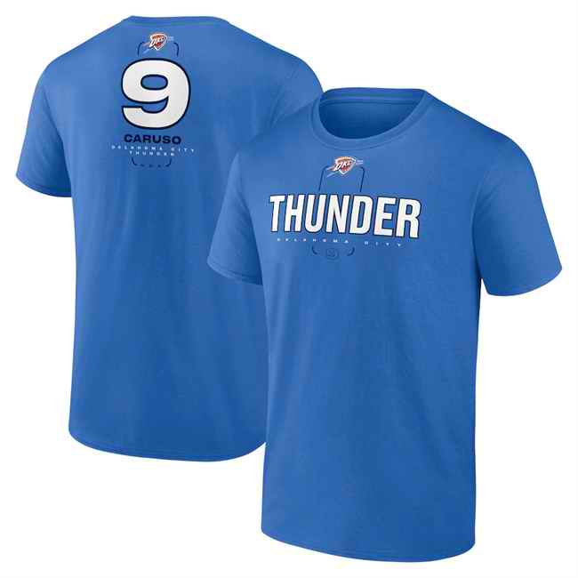 Men's Oklahoma City Thunder #9 Alex Caruso Blue Behind The Back Name & Number T-Shirt