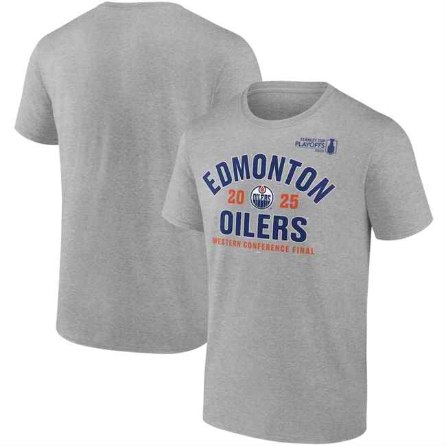 Men's Edmonton Oilers Heather Gray 2025 Stanley Cup Playoffs Eastern Conference Final Contender T-Shirt