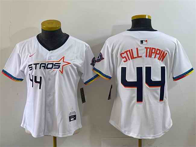 Women's Houston Astros #44 Still Tippin White 2025 City Connect Limited Stitched Baseball Jersey(Run Small)