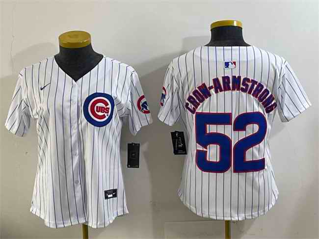 Women's Chicago Cubs #52 Pete Crow-Armstrong White Home Limited Stitched Baseball Jersey(Run Small)
