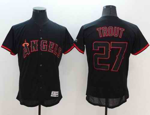 Women's Los Angeles Angels #27 Mike Trout Black Fashion Stitched Baseball Jersey(Run Small)