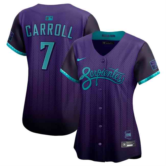 Women's Arizona Diamondbacks #7 Corbin Carroll Purple 2025 City Connect Limited Stitched Baseball Jersey(Run Small)