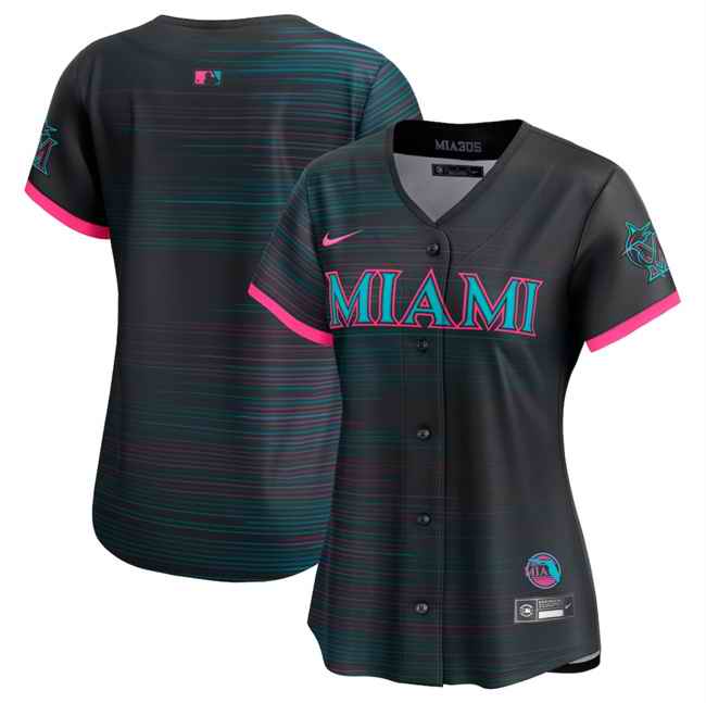 Women's Miami Marlins ACTIVE PLAYER Custom Black 2025 City Connect Limited Stitched Baseball Jersey