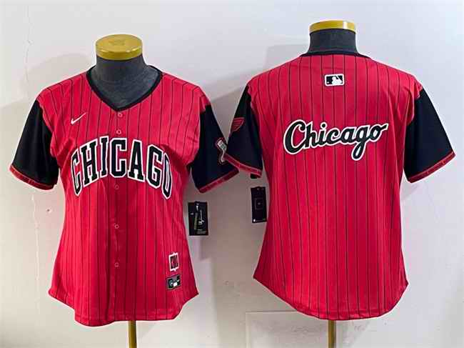 Women's Chicago White Sox Team Big Logo Red/Black 2025 City Connect Limited Stitched Baseball Jersey(Run Small) 002