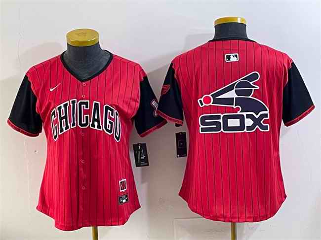 Women's Chicago White Sox Team Big Logo Red/Black 2025 City Connect Limited Stitched Baseball Jersey(Run Small) 003