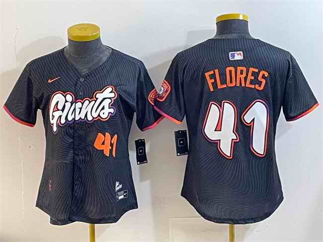 Youth San Francisco Giants #41 Wilmer Flores Anthracite 2025 City Connect Limited Stitched Baseball Jersey