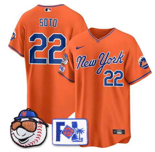 Youth New York Mets #22 Juan Soto Orange 2025 Spring Training Stitched Baseball Jersey