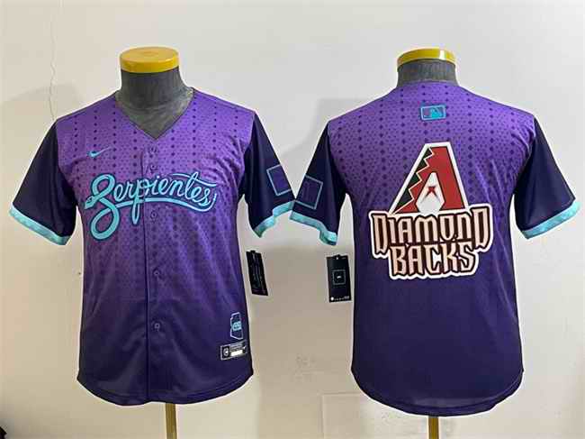 Youth Arizona Diamondbacks Team Big Logo Purple 2025 City Connect Limited Stitched Baseball Jersey