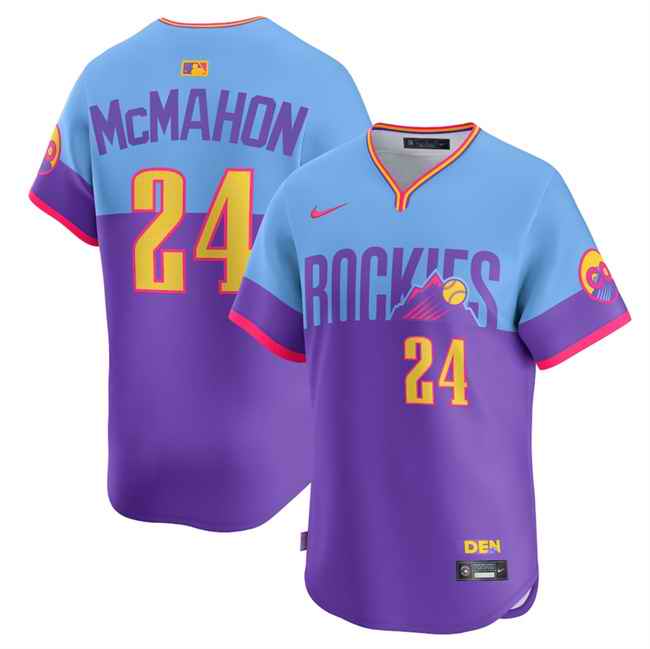 Youth Colorado Rockies #24 Ryan McMahon Purple/Light Blue 2025 City Connect Limited Stitched Baseball Jersey