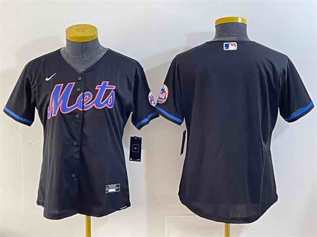 Youth New York Mets Blank Black Cool Base Stitched Baseball Jersey
