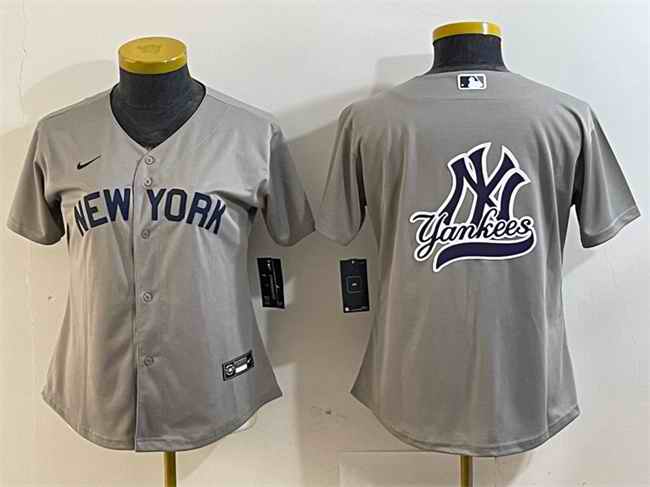 Youth New York Yankees Gray Team Big Logo Cool Base Stitched Baseball Jersey