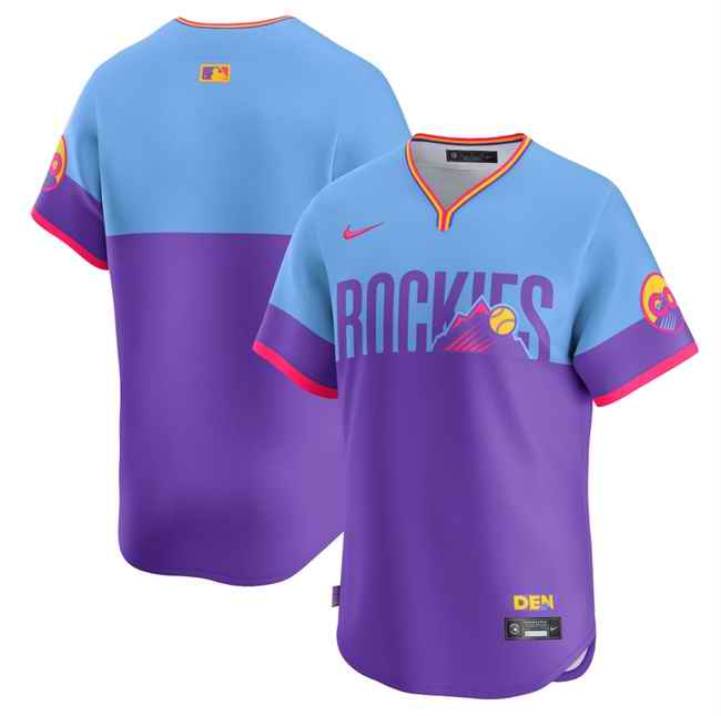 Youth Colorado Rockies Blank Purple/Light Blue 2025 City Connect Limited Stitched Baseball Jersey