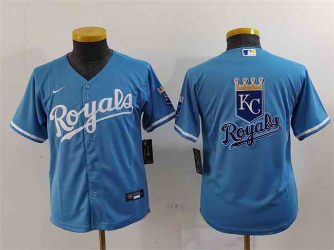 Youth Kansas City Royals Team Big Logo Light Blue Stitched Baseball Jersey