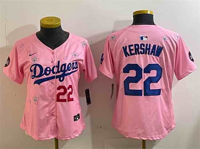 Youth Los Angeles Dodgers #22 Clayton Kershaw Pink 2025 Tokyo Series Limited Stitched Baseball Jersey