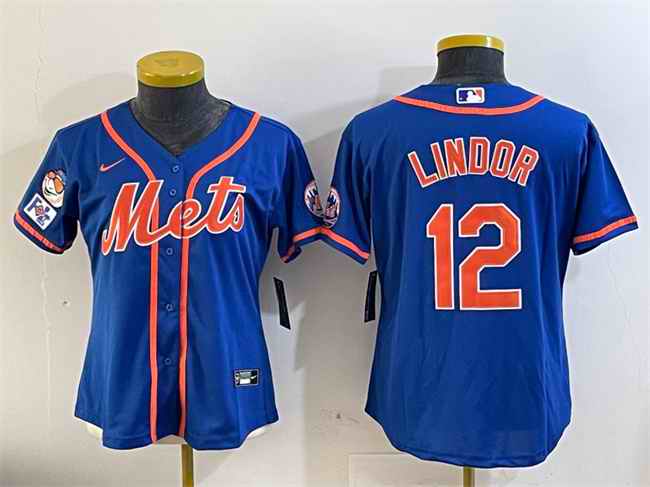 Youth New York Mets #12 Francisco Lindor Royal 2025 Spring Training Cool Base Stitched Baseball Jersey