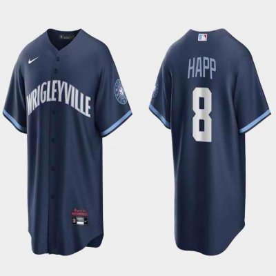 Men's Chicago Cubs #8 Ian Happ Navy City Connect Cool Base Stitched Baseball Jersey