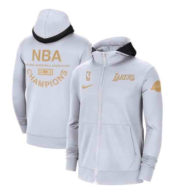 Women's Los Angeles Lakers 2020 White Champions Ring Therma Flex Full-Zip NBA Hoodie